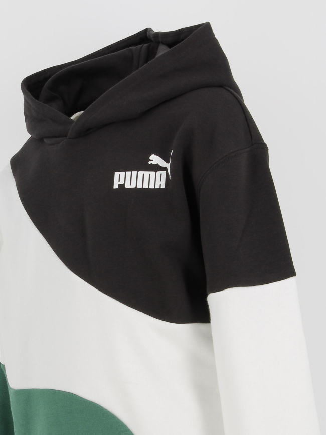 Sweat à capuche colorblock cat noir vert enfant - Puma