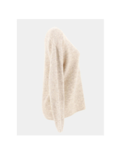 Pull maille fine col v crewlefile beige femme - Véro Moda