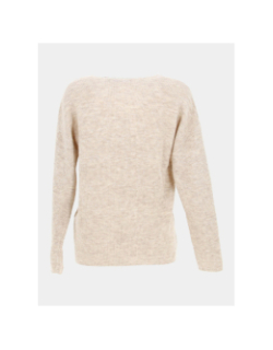 Pull maille fine col v crewlefile beige femme - Véro Moda
