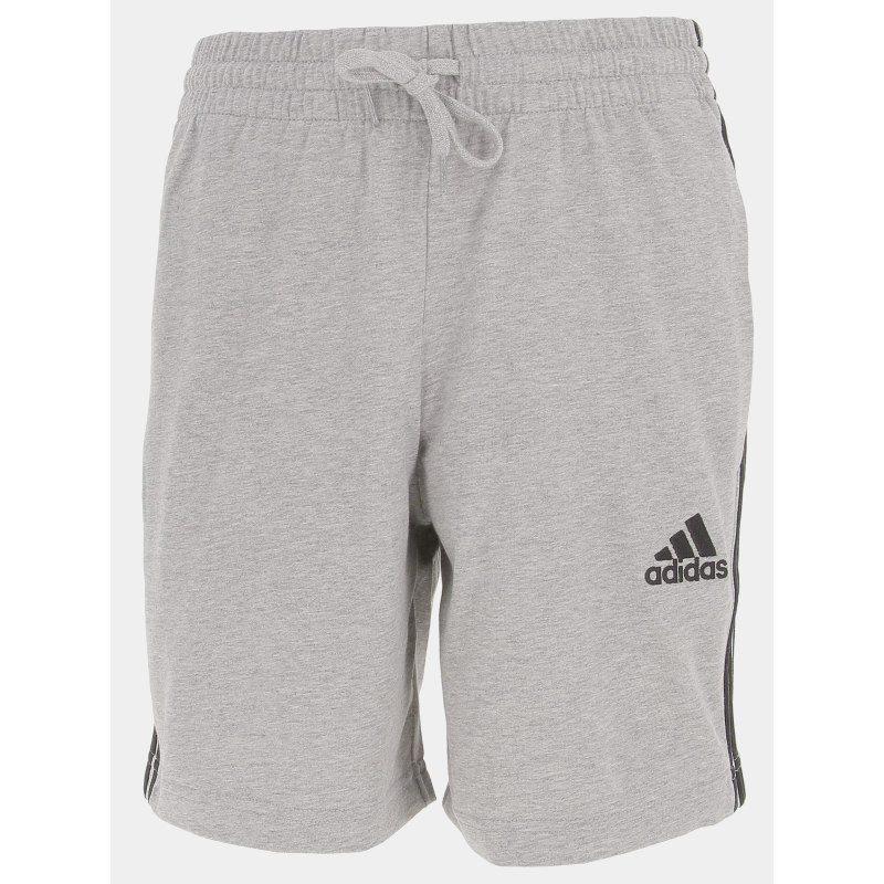 Short de sport 3 bandes gris homme - Adidas
