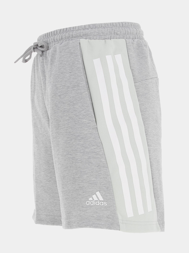 Short de sport 3 bandes gris homme - Adidas
