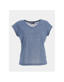 T-shirt top silvery paillettes bleu femme - Only