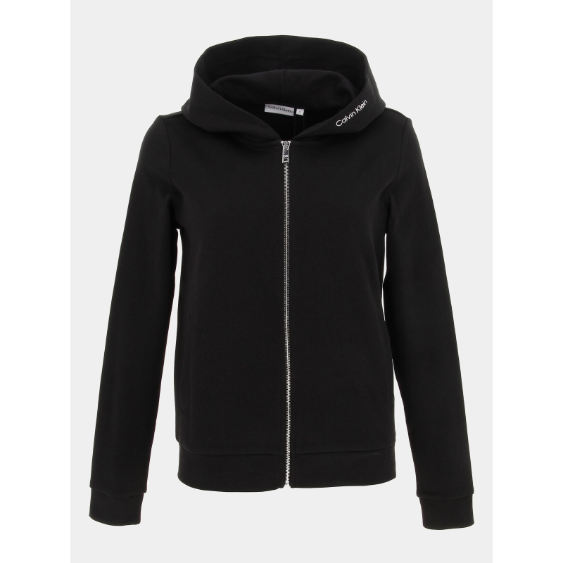 Sweat à capuche zip micro logo noir femme - Calvin Klein