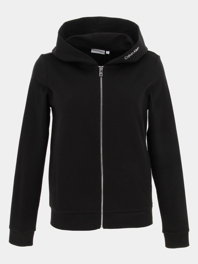 Sweat à capuche zip micro logo noir femme - Calvin Klein