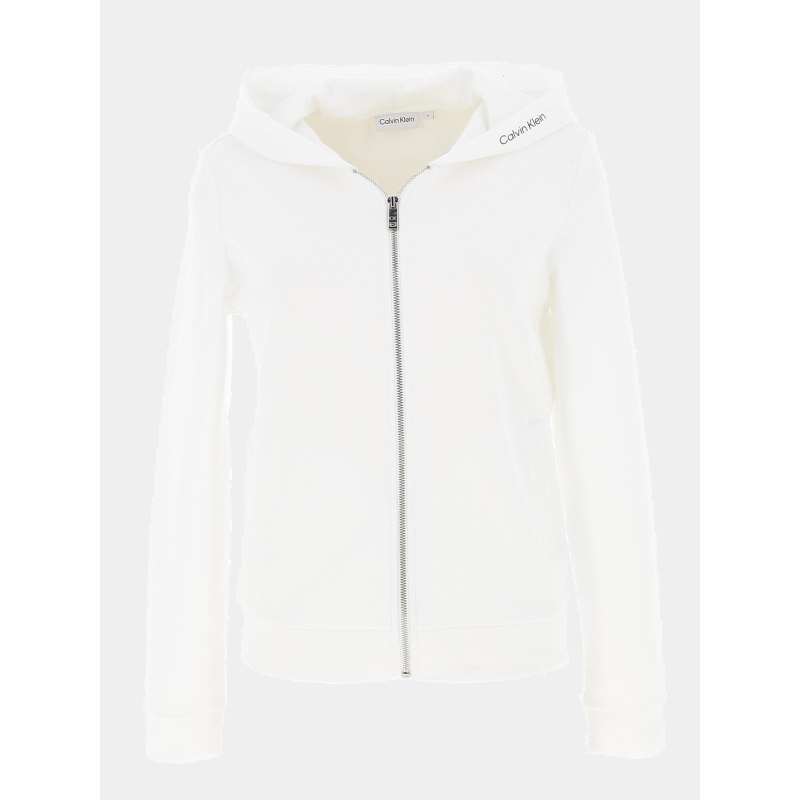 Sweat à capuche zip micro logo blanc femme - Calvin Klein