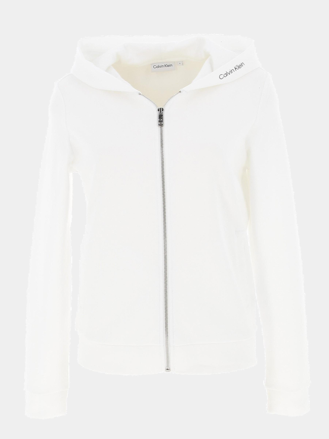 Sweat à capuche zip micro logo blanc femme - Calvin Klein