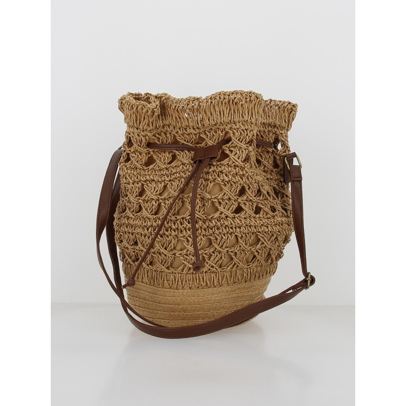 Sac bandoulière en raphia aciona marron femme - Deeluxe