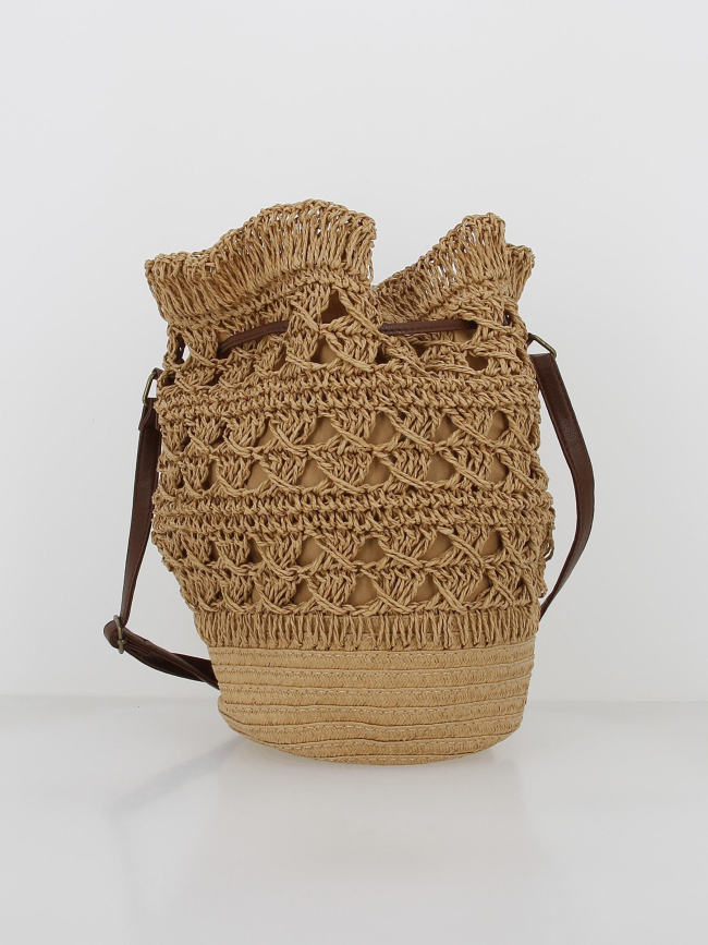 Sac bandoulière en raphia aciona marron femme - Deeluxe