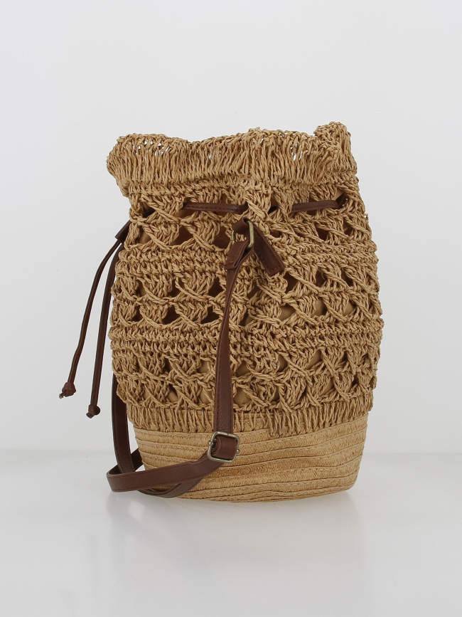 Sac bandoulière en raphia aciona marron femme - Deeluxe