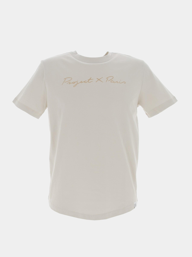 T-shirt logo velours beige - Project X Paris