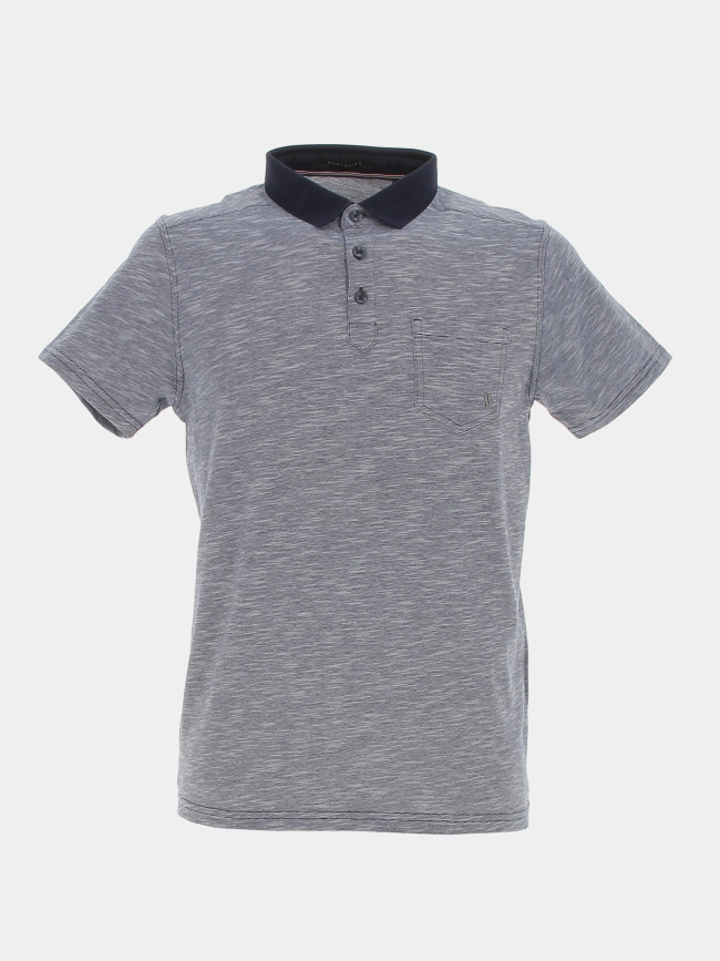 Polo barcock strié bleu marine homme - Sun Valley