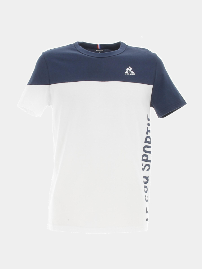 T-shirt bicolore blanc bleu marine homme - Le Coq Sportif