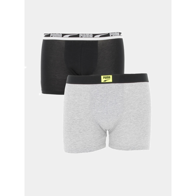 Pack 2 boxers logo patch noir gris garçon - Puma