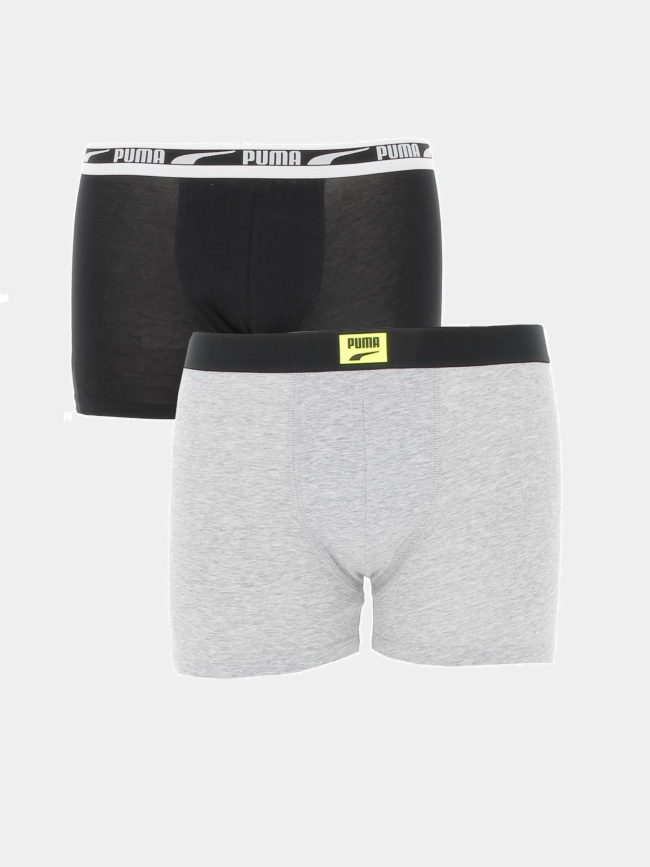 Pack 2 boxers logo patch noir gris garçon - Puma