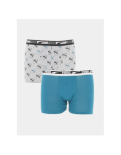 Pack 2 boxers stretch logo vert gris garçon - Puma