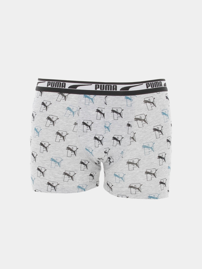 Pack 2 boxers stretch logo vert gris garçon - Puma