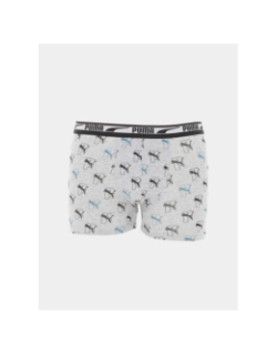 Pack 2 boxers stretch logo vert gris garçon - Puma