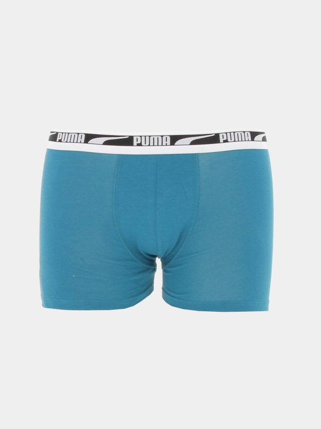 Pack 2 boxers stretch logo vert gris garçon - Puma