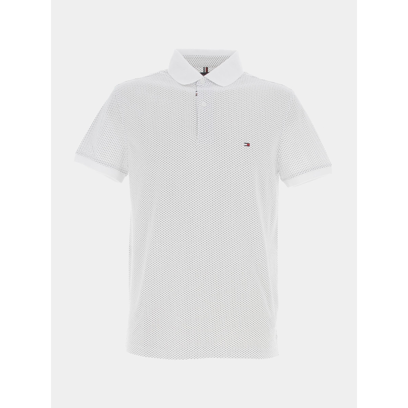 Polo micro print blanc homme - Tommy Hilfiger