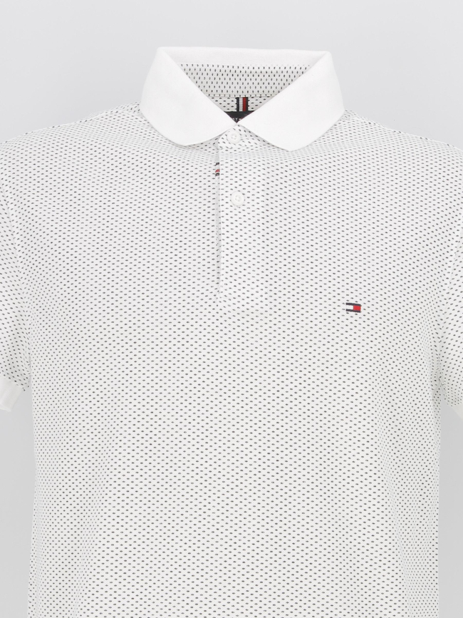 Polo micro print blanc homme - Tommy Hilfiger