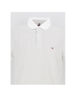 Polo micro print blanc homme - Tommy Hilfiger