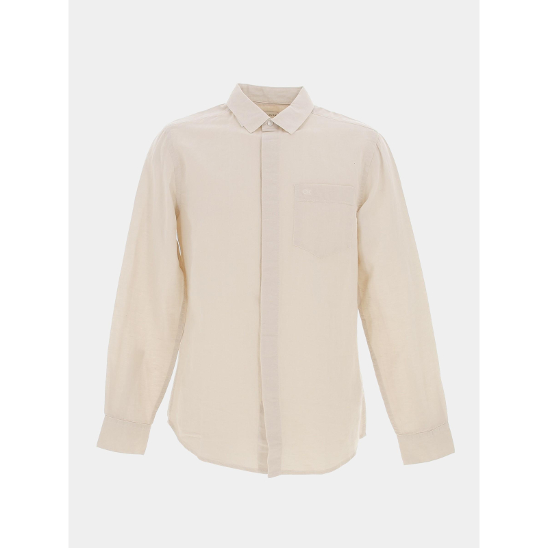 Chemise en lin beige homme - Calvin Klein