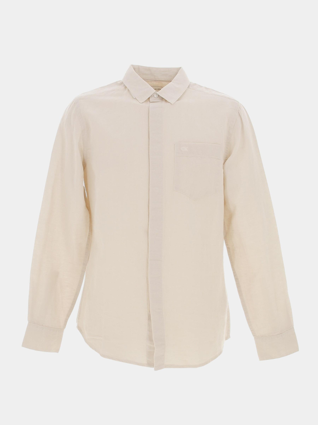 Chemise en lin beige homme - Calvin Klein