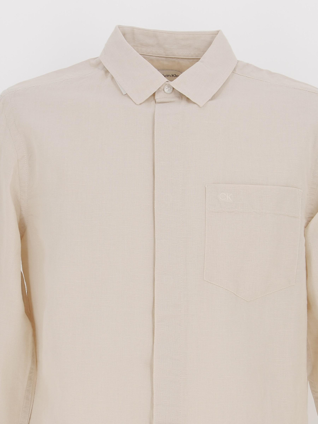 Chemise en lin beige homme - Calvin Klein