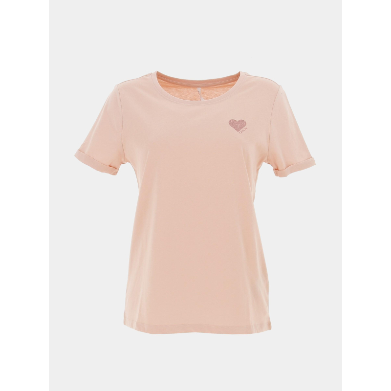 T-shirt kita life coeur rose femme - Only