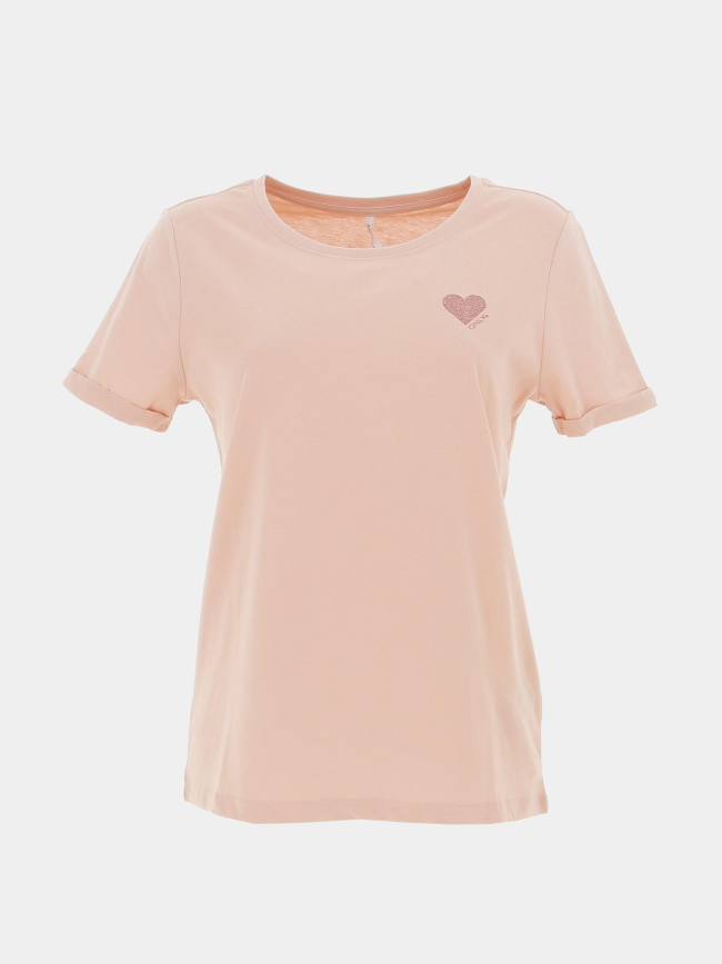 T-shirt kita life coeur rose femme - Only