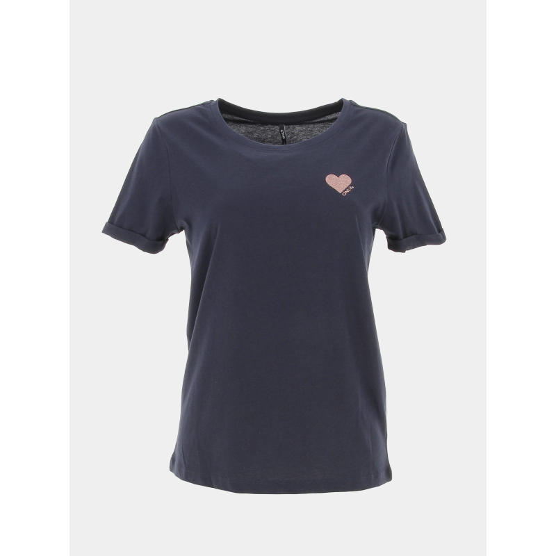 T-shirt kita life coeur bleu marine femme - Only