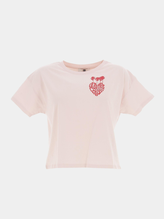 T-shirt crop palmagi rose fille - Le Temps Des Cerises