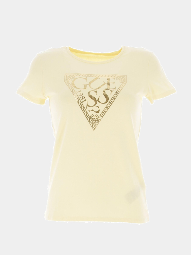 T-shirt éco cornsilk logo doré jaune fille - Guess