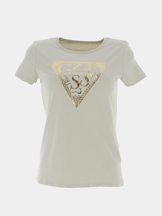 T-shirt éco logo light doré kaki fille - Guess