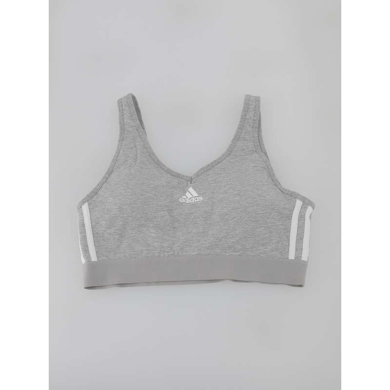 Brassière de sport 3 stripes gris chiné femme - Adidas