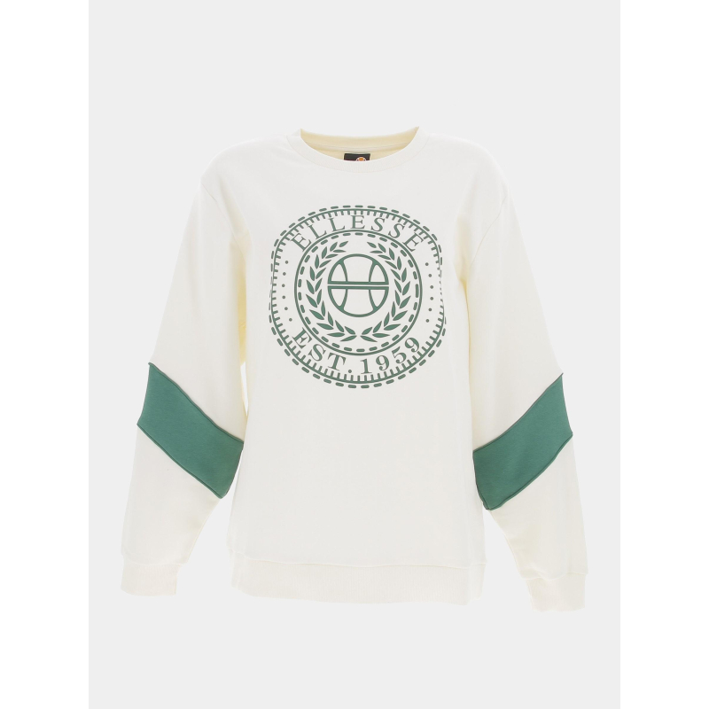 Sweat swansea blanc vert femme - Ellesse