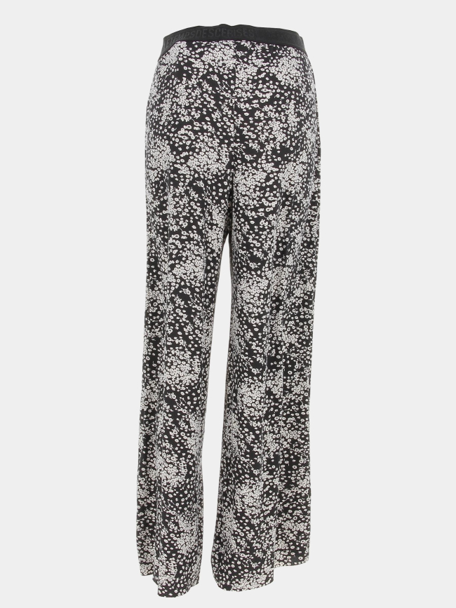 Pantalon fluide ample à fleurs luisagi noir fille - Le Temps Des