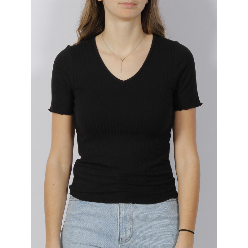 T-shirt fransiska côtelé noir femme - Jacqueline De Yong