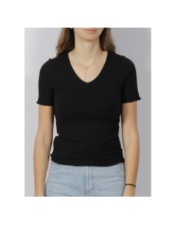 T-shirt fransiska côtelé noir femme - Jacqueline De Yong