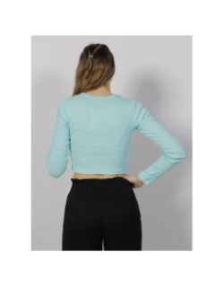 Top manches longues crop côtelé feline bleu femme - JJXX