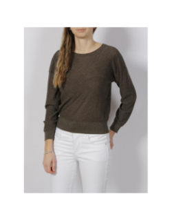 Pull dos v pailleté kaki femme - Morgan