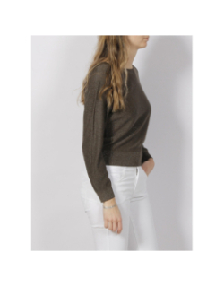 Pull dos v pailleté kaki femme - Morgan