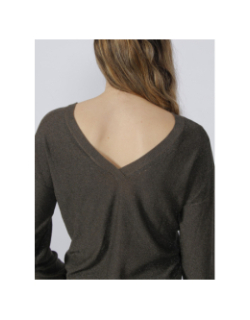 Pull dos v pailleté kaki femme - Morgan