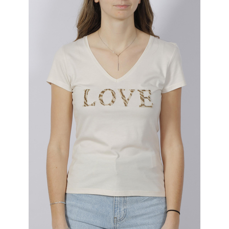 T-shirt love blanc ivoire femme - Morgan