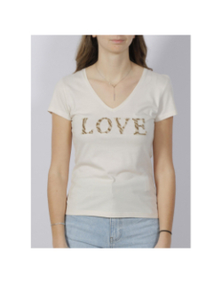 T-shirt love blanc ivoire femme - Morgan