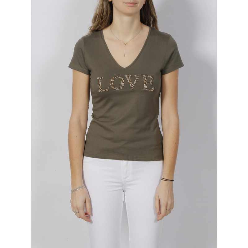 T-shirt love kaki femme - Morgan