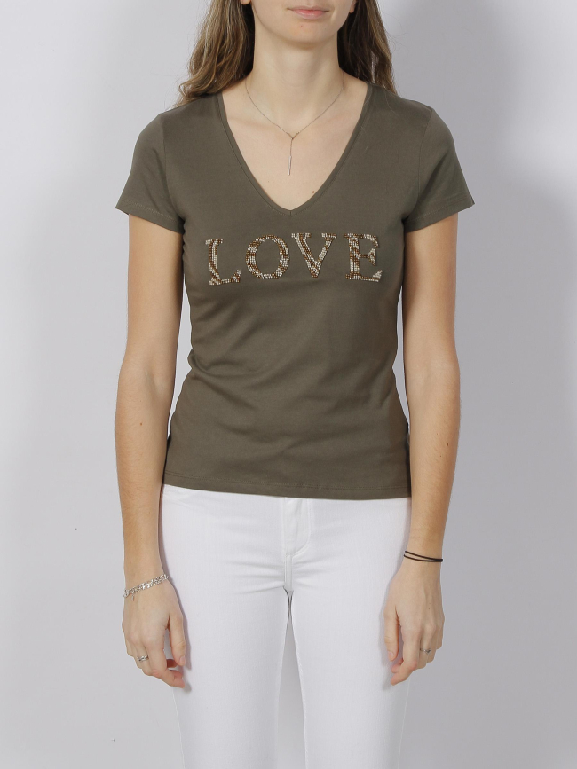 T-shirt love kaki femme - Morgan