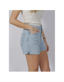 Short en jean taille haute mom roller bleu femme - Teddy Smith