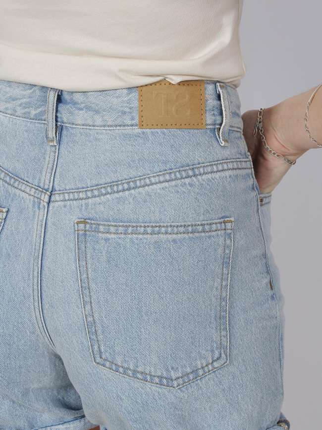 Short en jean taille haute mom roller bleu femme - Teddy Smith