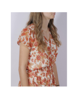 T-shirt boutonné floral beatriz orange femme - Deeluxe